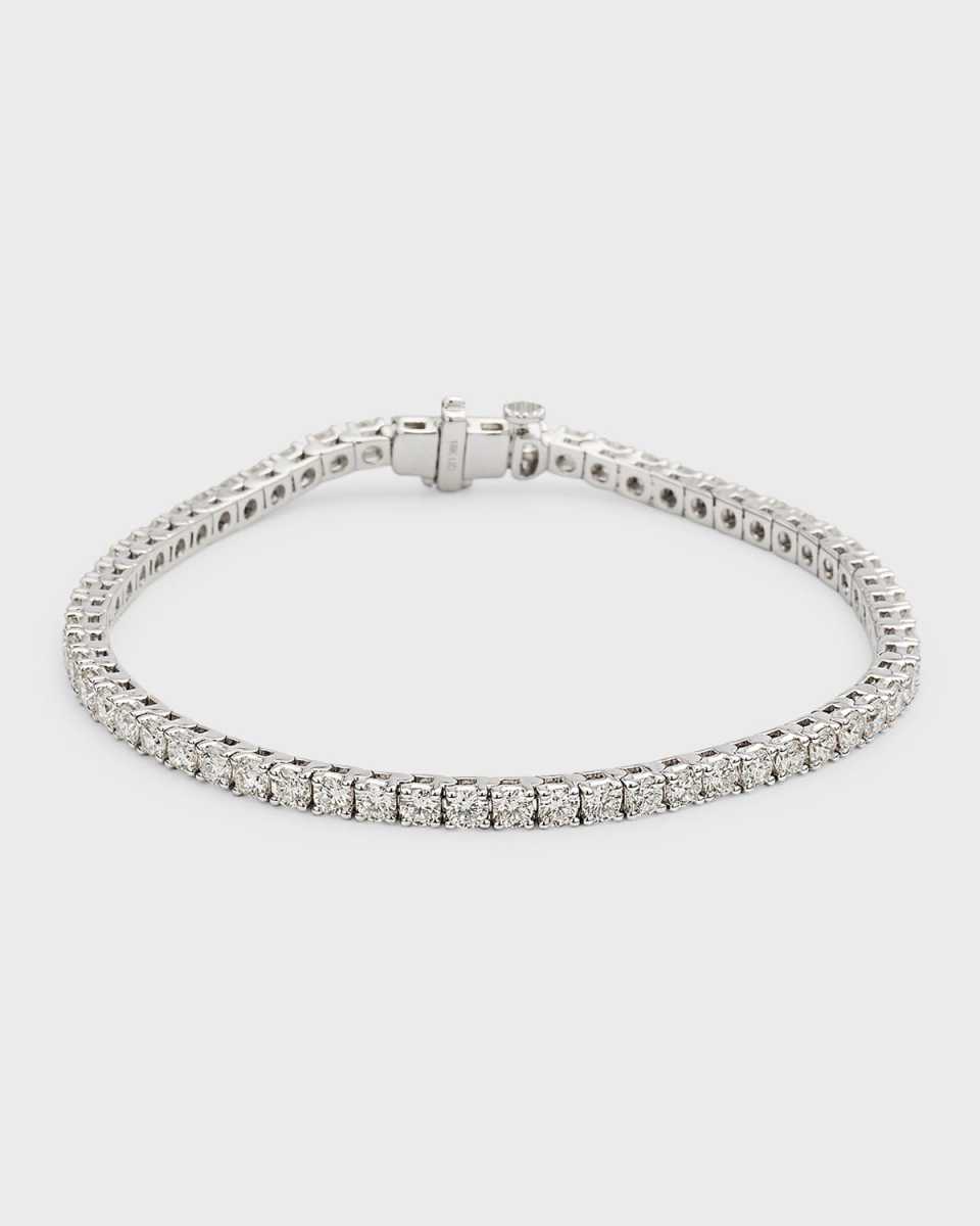 18K White Gold Round Diamond Bracelet, 7"L